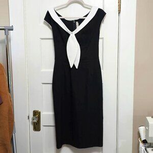 Rare Stop Staring Black and white  Sailor Wiggle Dress 50's Pin up - M